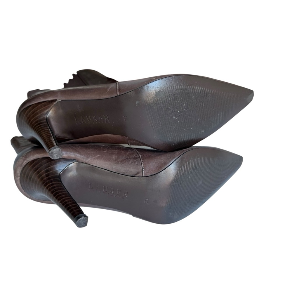 Lauren Ralph Lauren Chic Faded Brown Genuine Leather Ankle Boots 7 - Picture 11 of 11